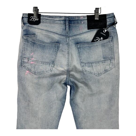 New PRPS Le Sabre Men US 31 Light Wash Jeans Ripped Bleached Slim Fit Casual - Picture 5 of 13